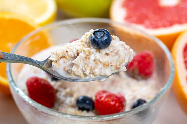 Bowl of oats with fruit